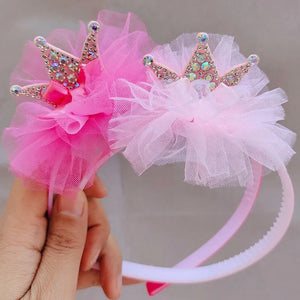 Princess Diamanté Crown Tulle Headband