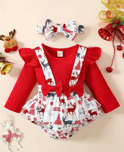 Dasher Christmas Romper Set