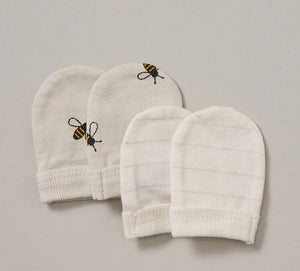 Organic Cotton Newborn Bee Scratch Mits (Two Pack)