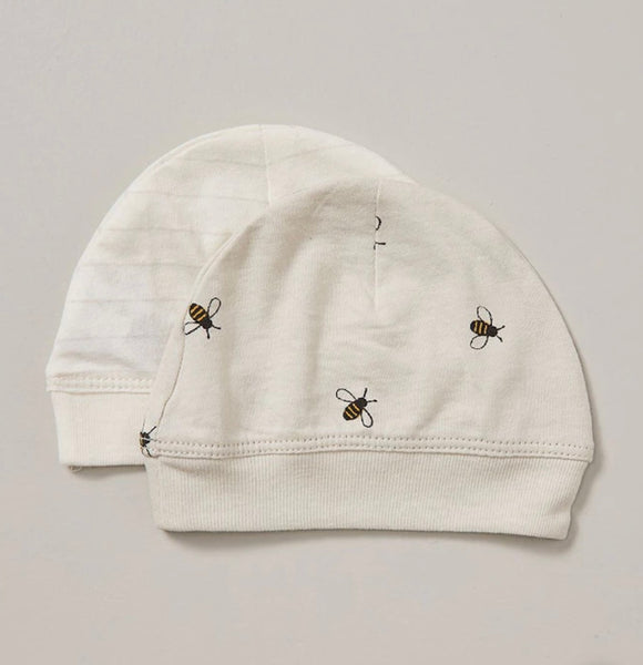 Organic Cotton Newborn Bee Beanies (Two Pack)